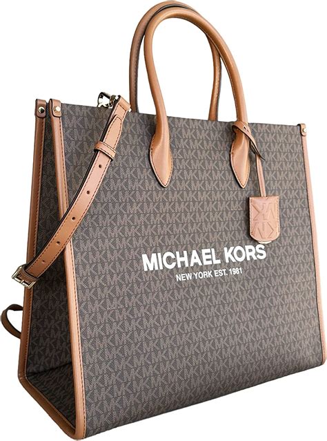 michael kors signature tote brown gold|Michael Kors mirella large tote.